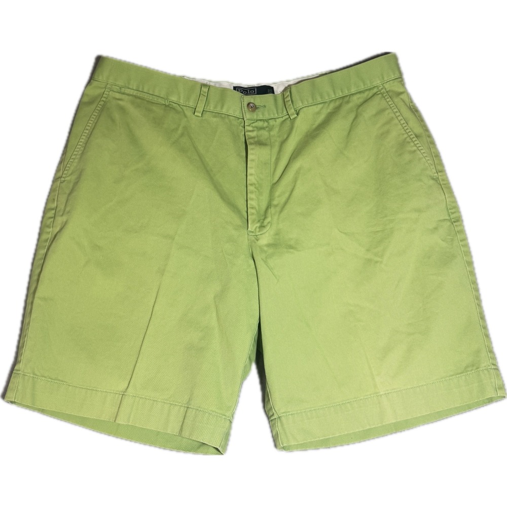 Polo Ralph Lauren Prospect Short Mens 38 Lime Green Cotton Chino Flat Front 9in